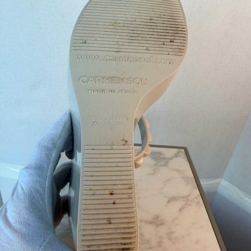 Carmen Sol Gray-White Strappy Women's Sandals - Picture 5 of 8